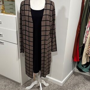 Nina Leonard Black and Brown Plaid Dress